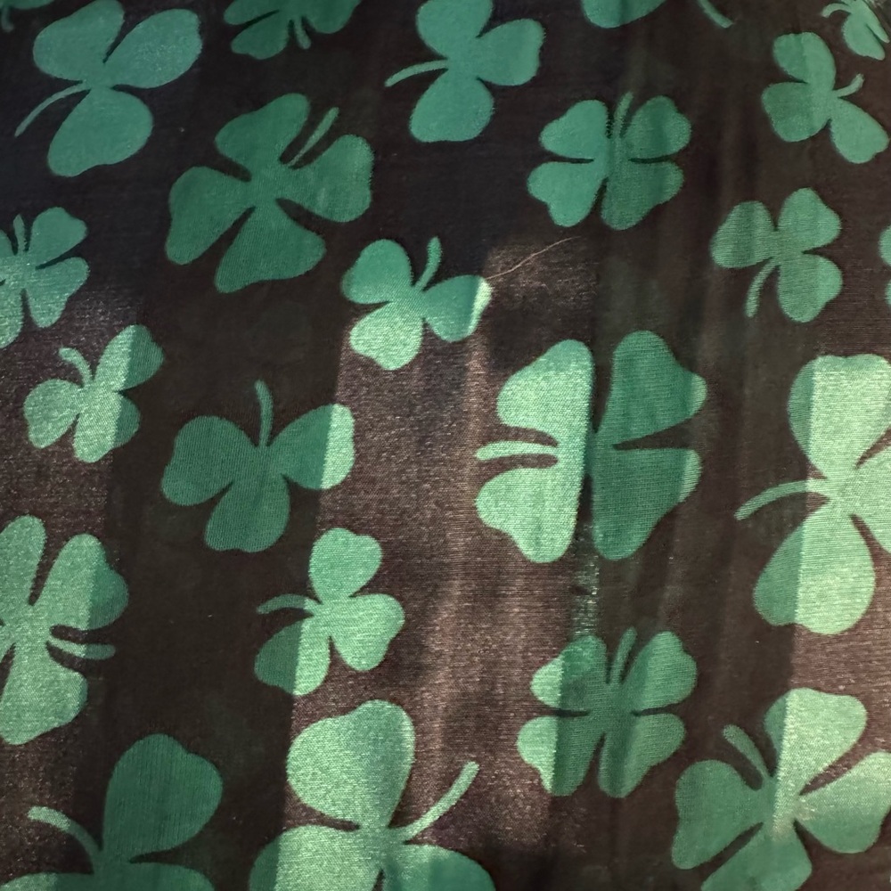 Infinity Black & Green Clover Silk Pattern Scarf